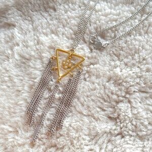 Marc By Marc Jocobs Silver Tassel Triangle Pendant Necklace New